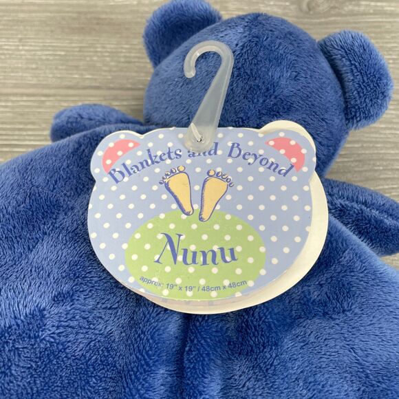 Blankets and Beyond NUNU Dark Blue Bear Lovey Plush Teddy Security Blanket - NEW - Picture 9 of 12